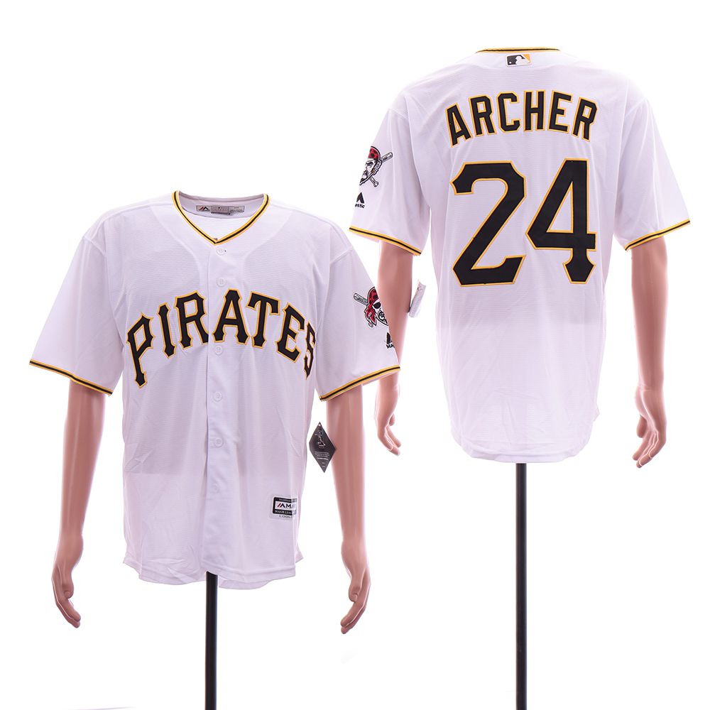 Men Pittsburgh Pirates #24 Archer White Game MLB Jerseys->pittsburgh pirates->MLB Jersey